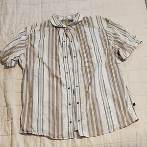 Kuhl Men's Striped Button-Down Shirt - Gray and Brown